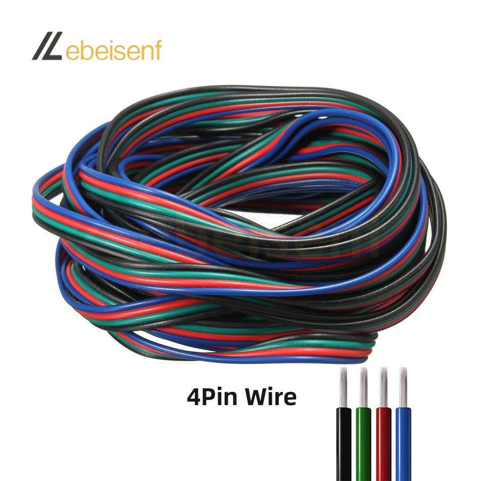 5/10 Meter 22 AWG Electronic Cable Extension Wire – 2Pin, 3Pin, 4Pin, 5Pin, 6Pin for 5050 3528 RGBW RGB CCT LED Strip Lights