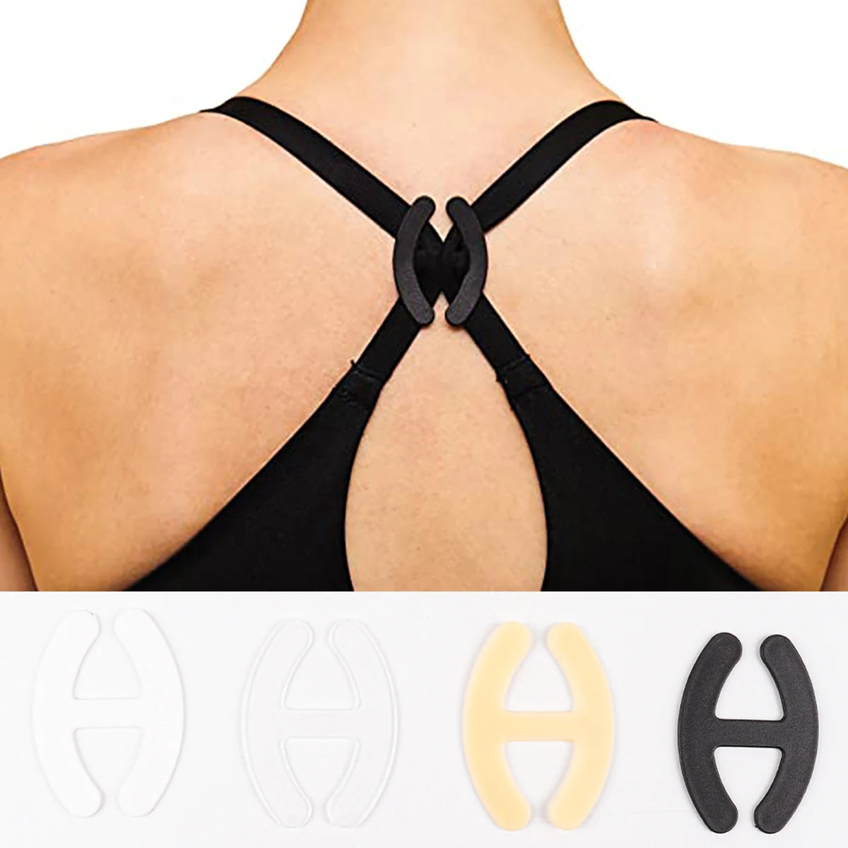 12-Piece H-Shape Bra Strap Clips - Anti-Slip Strap Holders for Women’s Bras and Cleavage Control