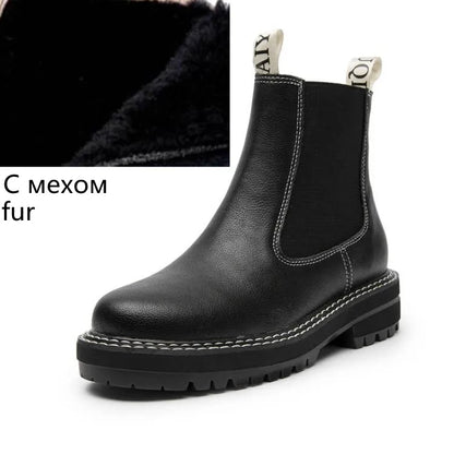 Women’s 2025 Genuine Leather Chelsea Boots – Thick-Soled Autumn Winter Ankle Short Boots