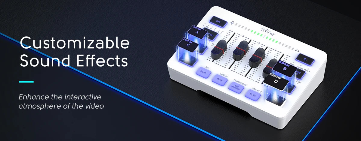 FIFINE 4-Channel USB Gaming Mixer with XLR Mic Interface – RGB Sound Mixer for Game, Podcast & Streaming AmpliGame SC3W