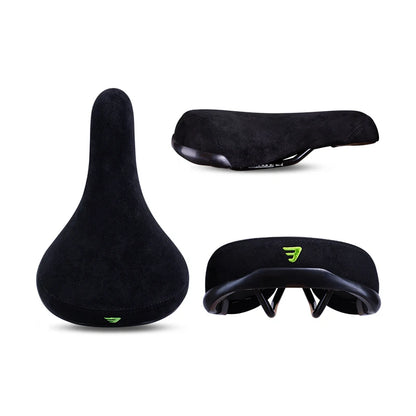 Funsea Bicycle Saddle - Black Wheelie Seat with Embroidered Logo, Flannelette Cover, 8mm Rail for Bikes