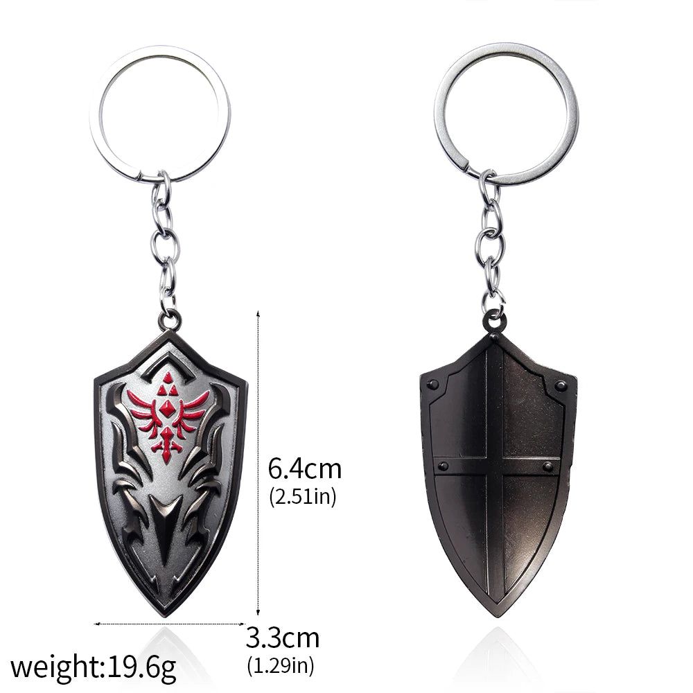 Zelda Tears of the Kingdom Purah Pad Keychain – Master Sword & Hylian Shield Pendant for Fans
