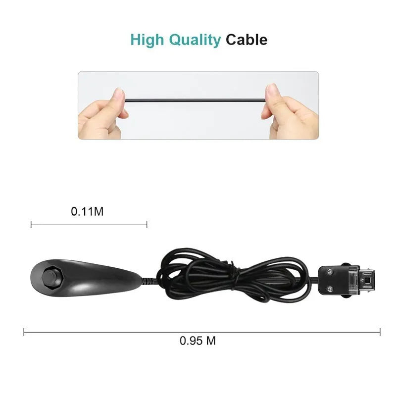 Wired Nunchuck Controller for Nintendo Wii – Curved Game Handle Gamepad Accessory