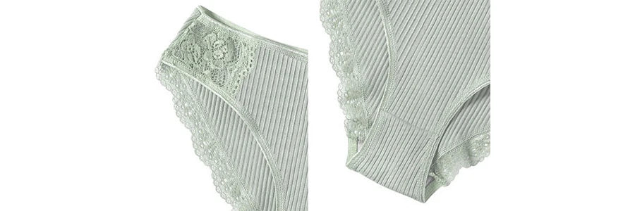 Floral Lace Cotton Women’s Panties - Comfortable Briefs, Solid Color Underwear, 3PCS/Set, Sizes M-XXL