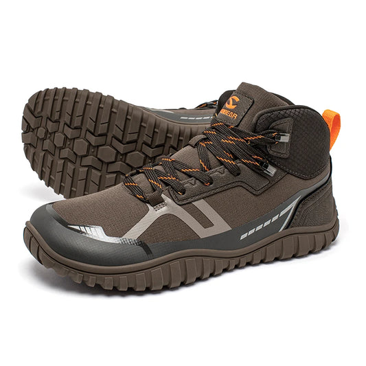 HOBIBEAR Mid-Top Barefoot Hiking Shoes – Unisex Wide Toe Lace-Up Non-Slip Trail Running Boots