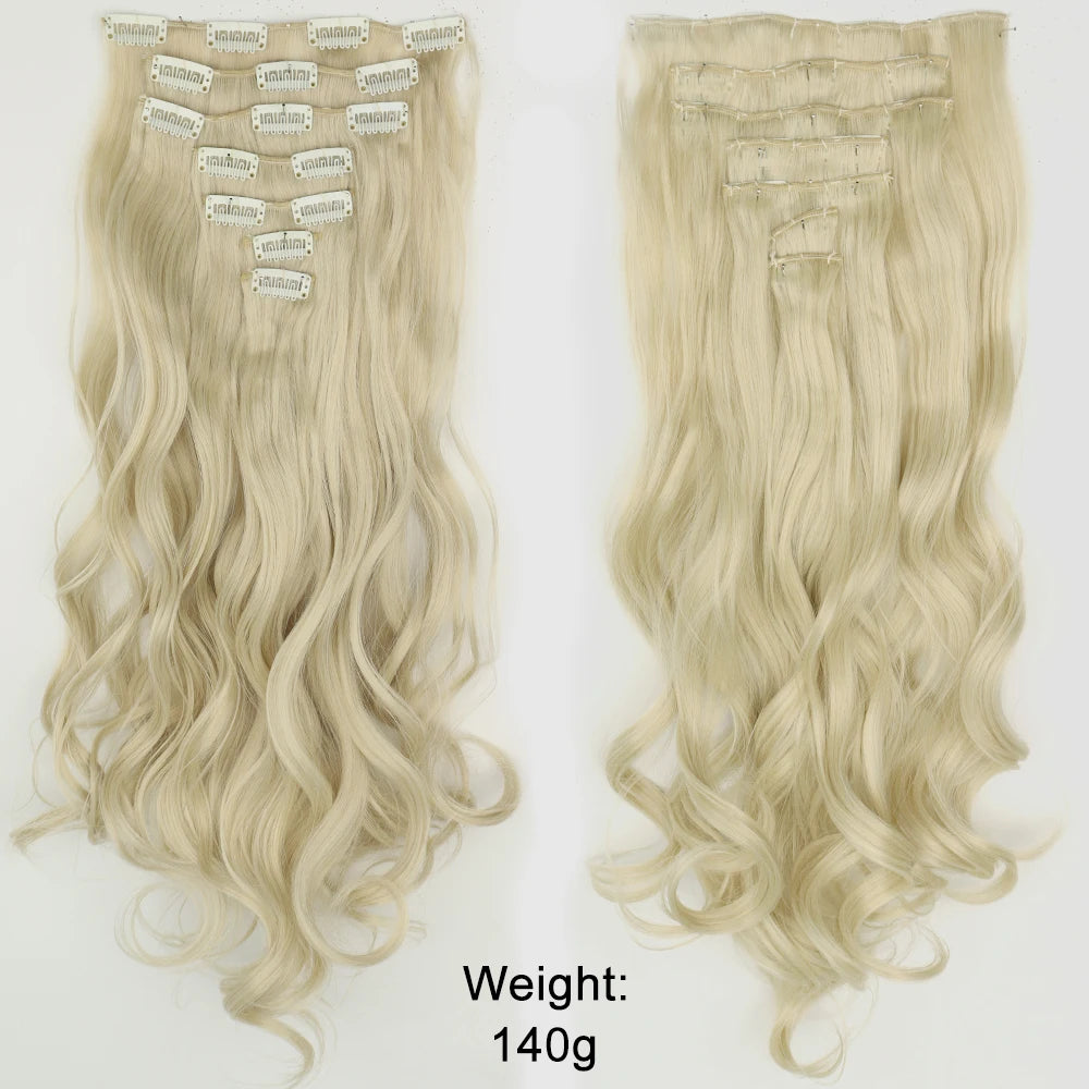 Women’s 7Pcs Hair Extensions with 16 Clips – Natural Black Straight Ombre Hairpiece