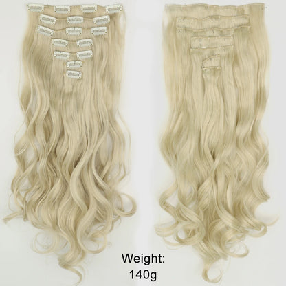 Women’s 7Pcs Hair Extensions with 16 Clips – Natural Black Straight Ombre Hairpiece