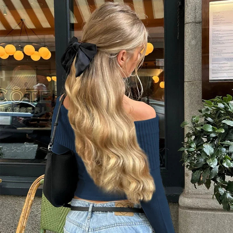 WhereMery Elegant Slash-Neck Ribbed Crop Top – Y2K Off-Shoulder Long Sleeve Camisole, Autumn Skinny French Style T-Shirt