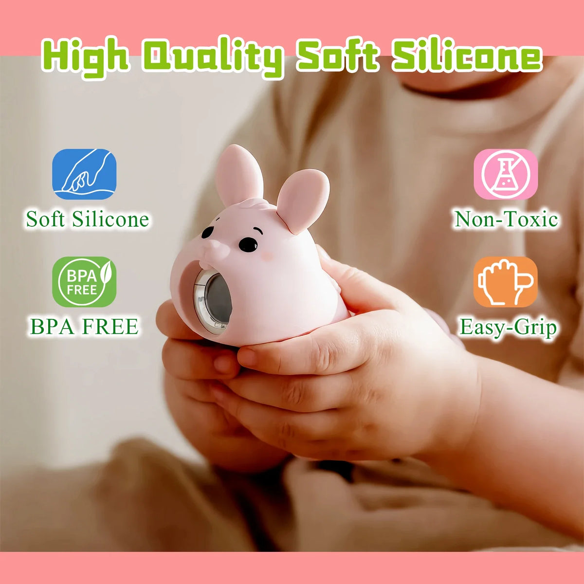 GGbingo Cute Silicone LED Flashlight – USB Rechargeable Bear and Rabbit Torch for Kids, Home, and Outdoor Use