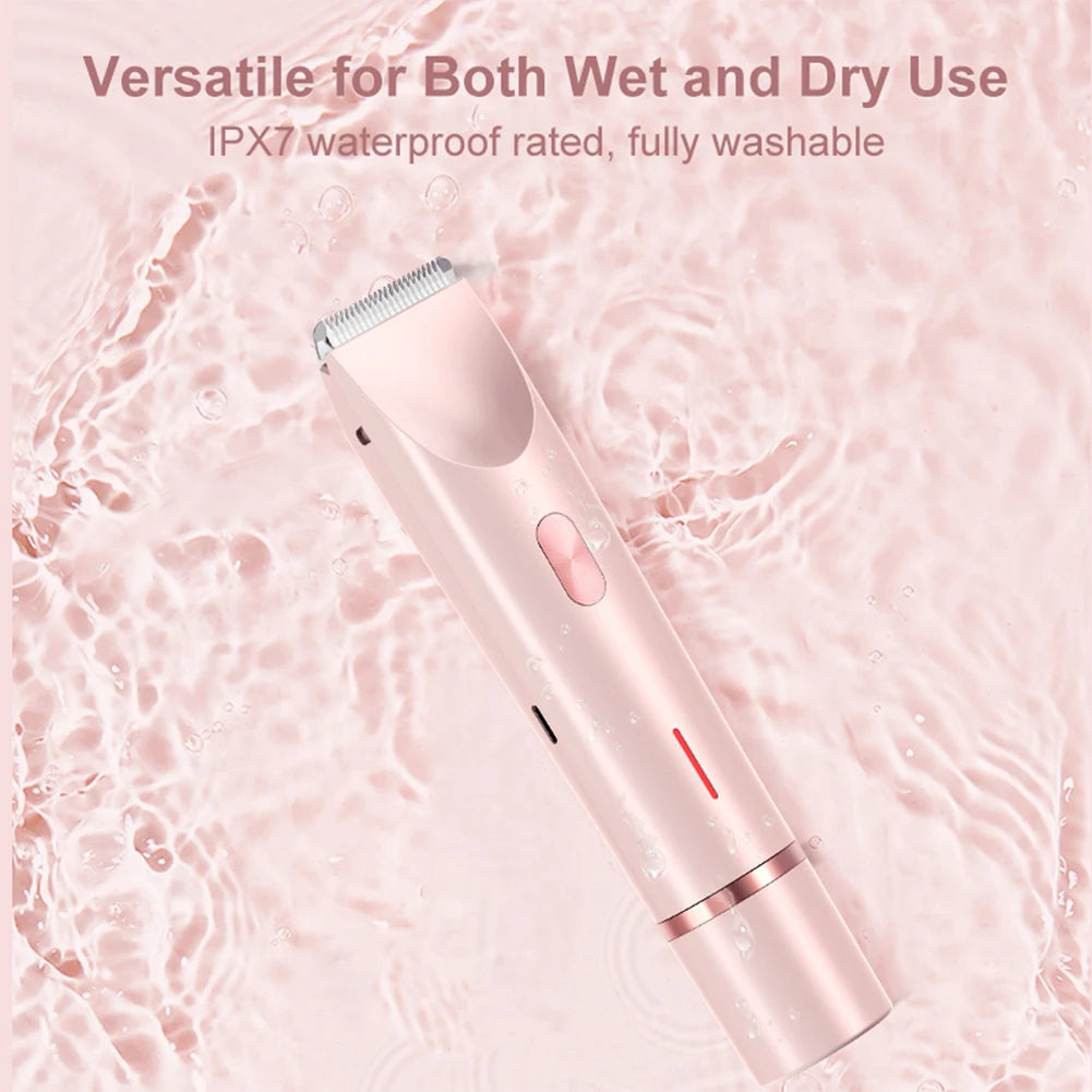 Women’s 2-in-1 Electric Razor – Dual-Head Painless Wet & Dry Bikini Trimmer with Detachable Head Shaver