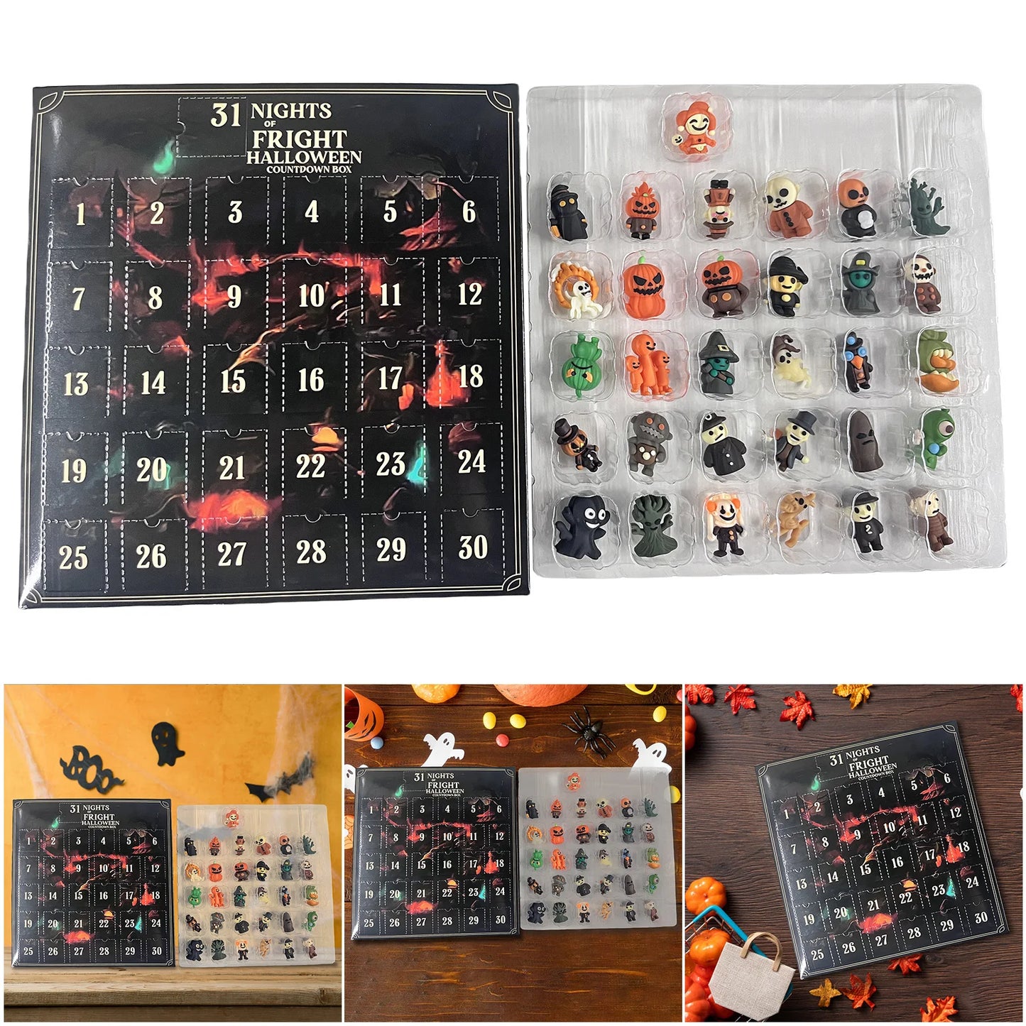 Halloween Advent Calendar - 7/15/31-Day Countdown with Collectible Eerie Figurines Gift Box