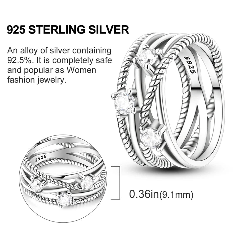 925 Sterling Silver Ring – Infinite Love Star & Moon Design for Women, Wedding Jewelry Gift