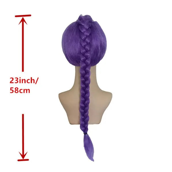Purple Long Braided Wig - Side Ponytail Kids Girls Wig for Halloween, Anime Cosplay & Parties