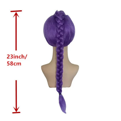 Purple Long Braided Wig - Side Ponytail Kids Girls Wig for Halloween, Anime Cosplay & Parties