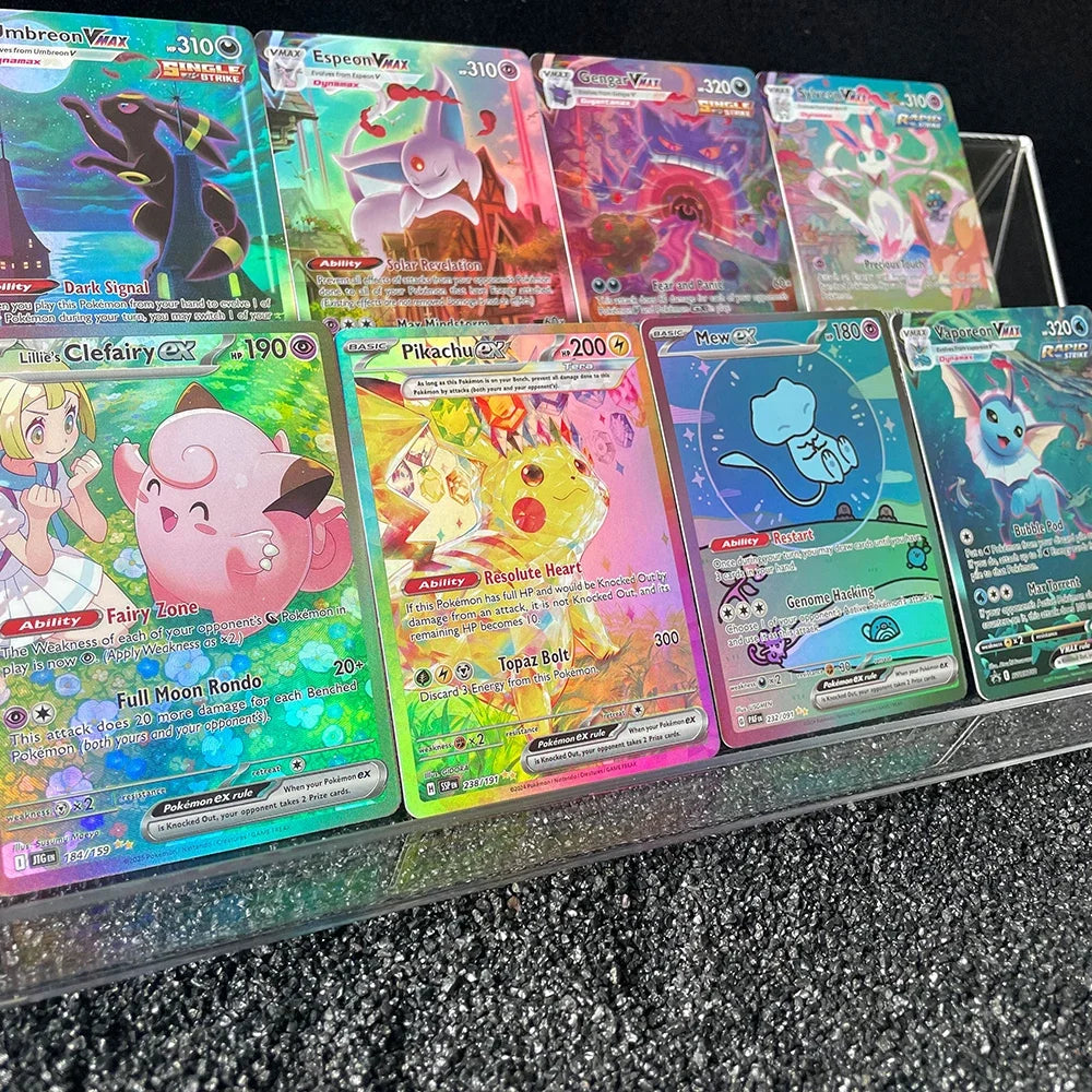 Anime PTCG Trading Cards - Vaporeon Clefairy EX Gengar VMAX Holographic Collectible Cards