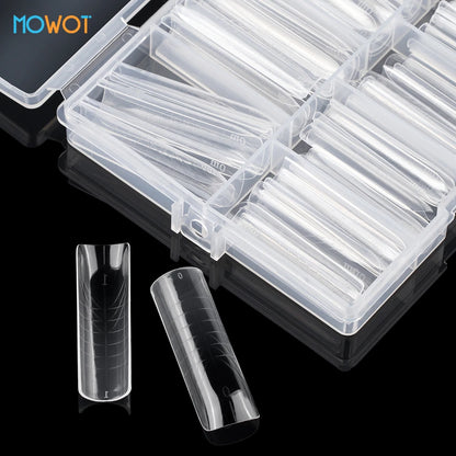 Square Nail Extension Forms - MOWOT Dual Nail Tips Quick Building Gel Molds for Acrylic Full Cover Nails