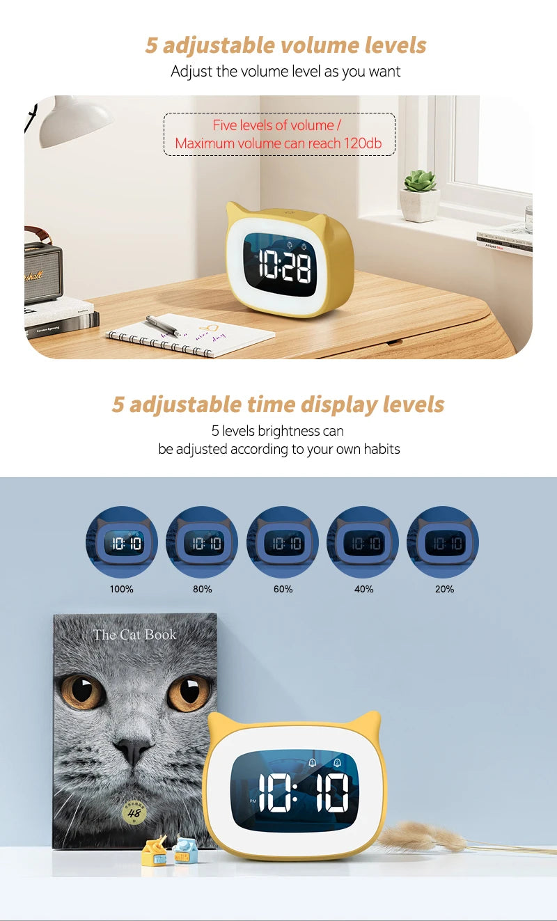 Music LED Digital Alarm Clock – Voice Control Night Light with 1200mAh Battery for Home Desk Decor