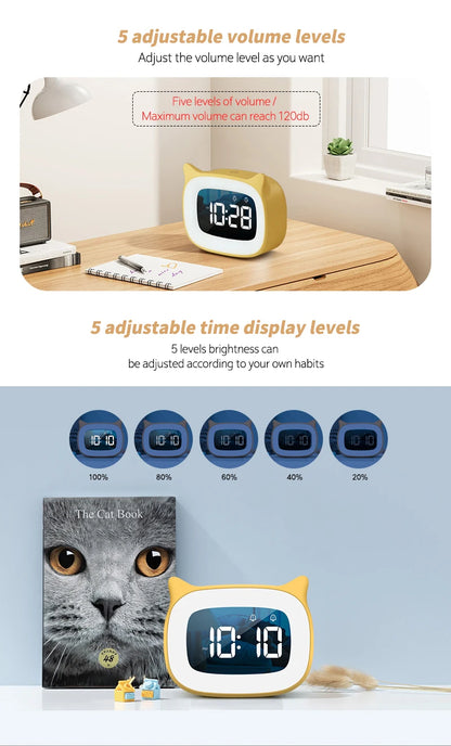 Music LED Digital Alarm Clock – Voice Control Night Light with 1200mAh Battery for Home Desk Decor