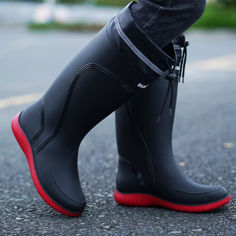 Men’s & Women’s High-End Rain Boots – Waterproof, Non-Slip Short & Mid-Calf Rubber Boots with Drawstring
