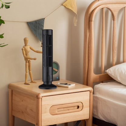 LED Bladeless Tower Fan - Quiet 90° Oscillating USB Portable Desk Fan with Light for Home, Bedroom & Office