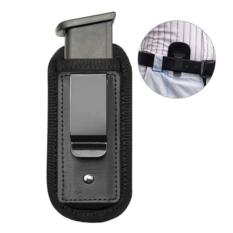 Nylon Magazine Pouch Holster for 9mm Pistols – Concealed Carry Mag Case with Clip for Glock 19/21, Beretta 92, Handgun Pouch