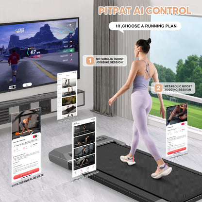 2-in-1 Run & Walking Pad – Small Under-Desk Treadmill for Home & Office, Quiet 45dB Portable Mini Treadmill with LED Display