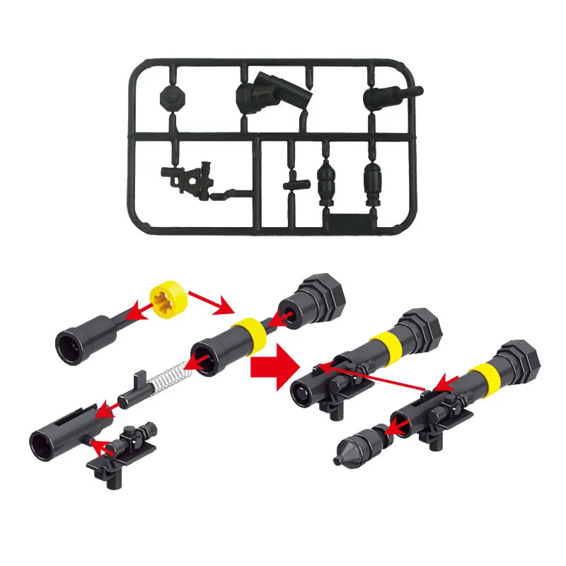 Military Building Blocks Soldier Set - Tactical Weapons Figures with Gatling Gun, Rifle, Mortar & Accessories Toy Kit
