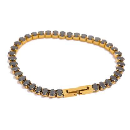 Luxury CZ Tennis Necklace & Bracelet Jewelry Set – Waterproof Stainless Steel Cubic Zirconia Choker for Women
