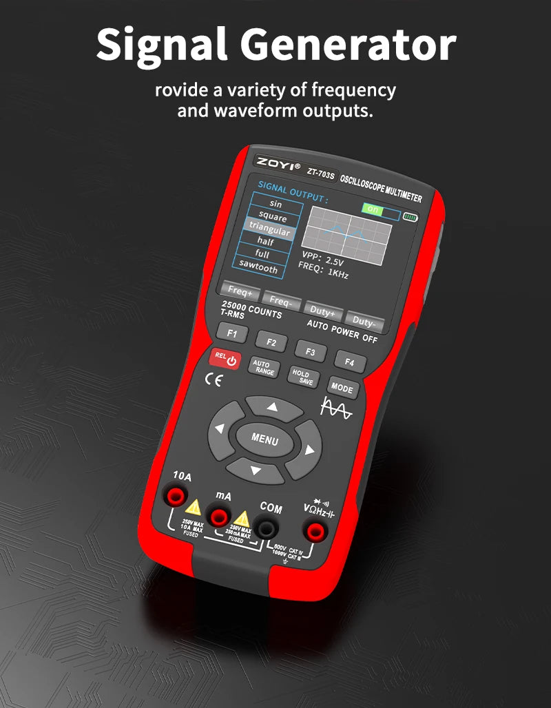 ZOYI 703S Handheld Oscilloscope Multimeter – Dual-Channel 3-in-1 Auto Repair Tool with Color Screen