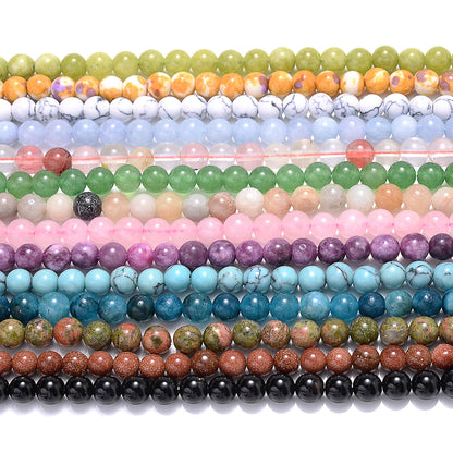 Natural Stone Round Beads 4-12mm Tiger Eye Lava Turquoise Jade for DIY Jewelry Making Bracelet Craft Supplies