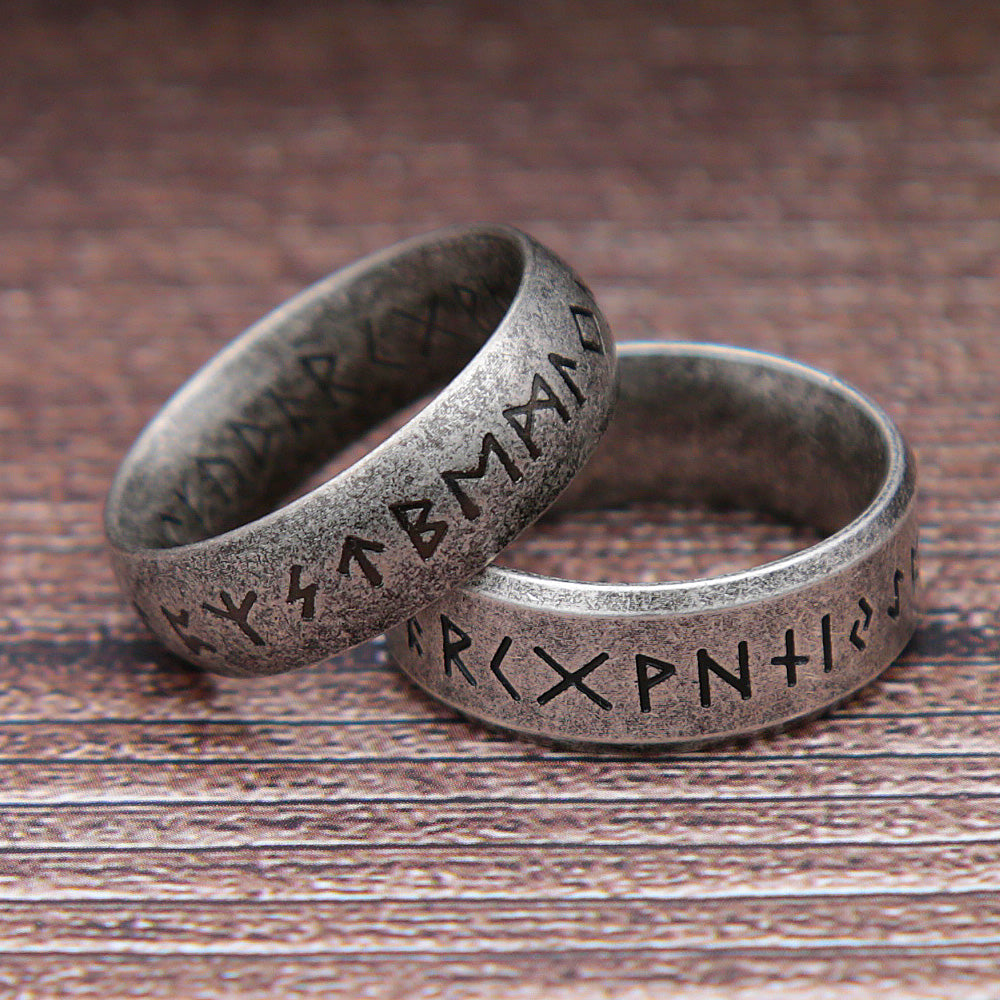 Fashion Retro Viking Rune Ring – 316L Stainless Steel Odin Letter Amulet, Couple Jewelry Gifts for Men & Women