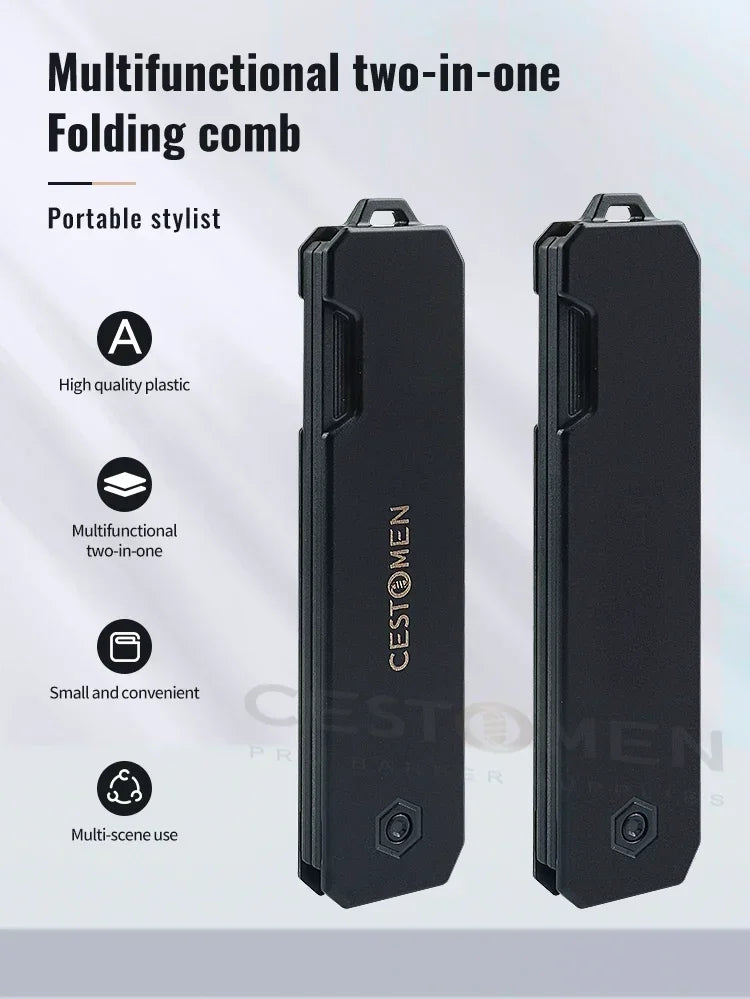 2-in-1 Pocket Folding Comb – Wide Tooth & Beard Comb for Hair Styling and Barber Use