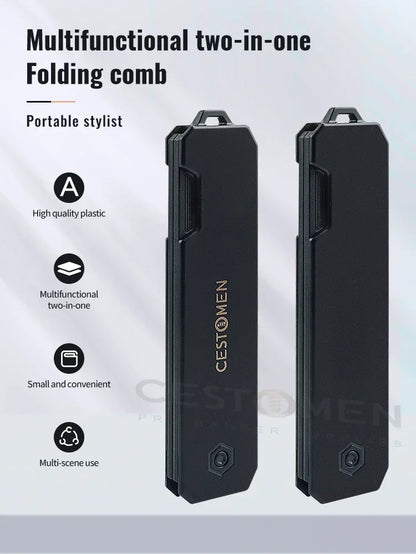 2-in-1 Pocket Folding Comb – Wide Tooth & Beard Comb for Hair Styling and Barber Use