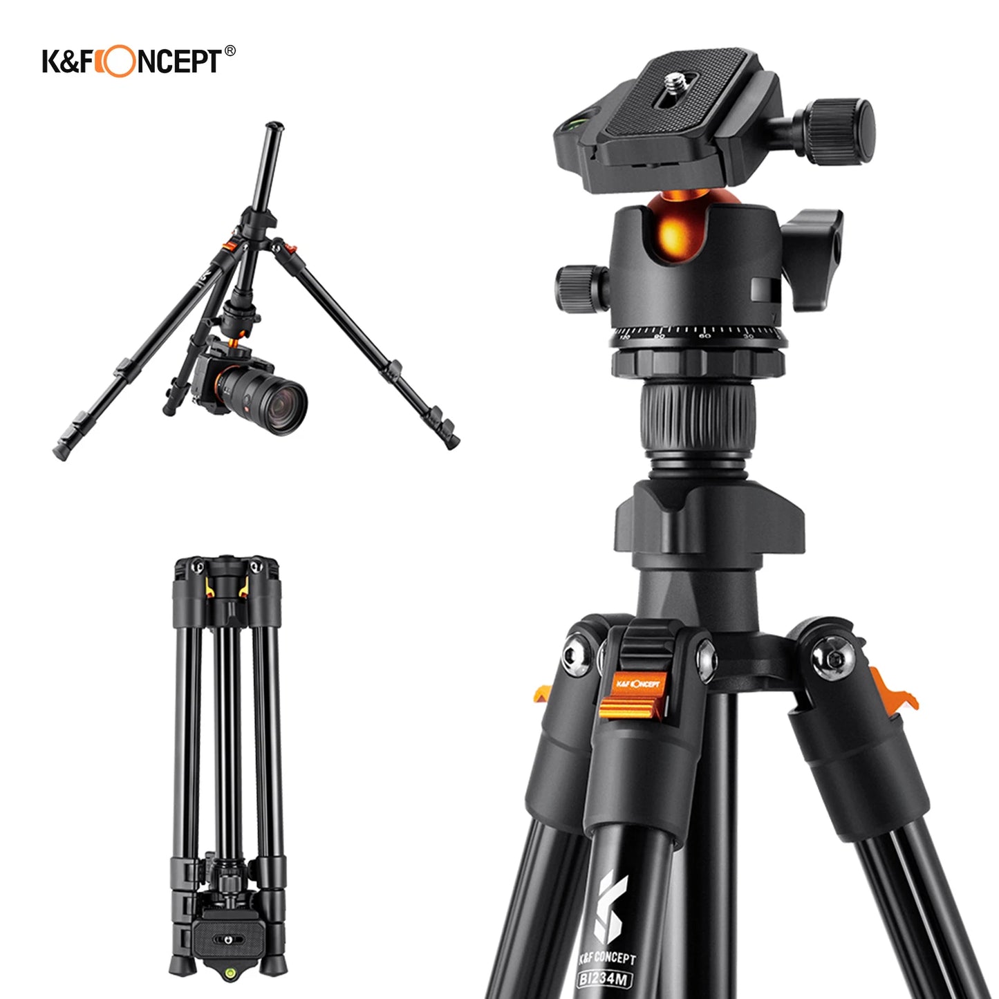 Aluminum Alloy Camera Tripod Stand – Low Angle Photography Travel Tripod with Carrying Bag for DSLR Cameras