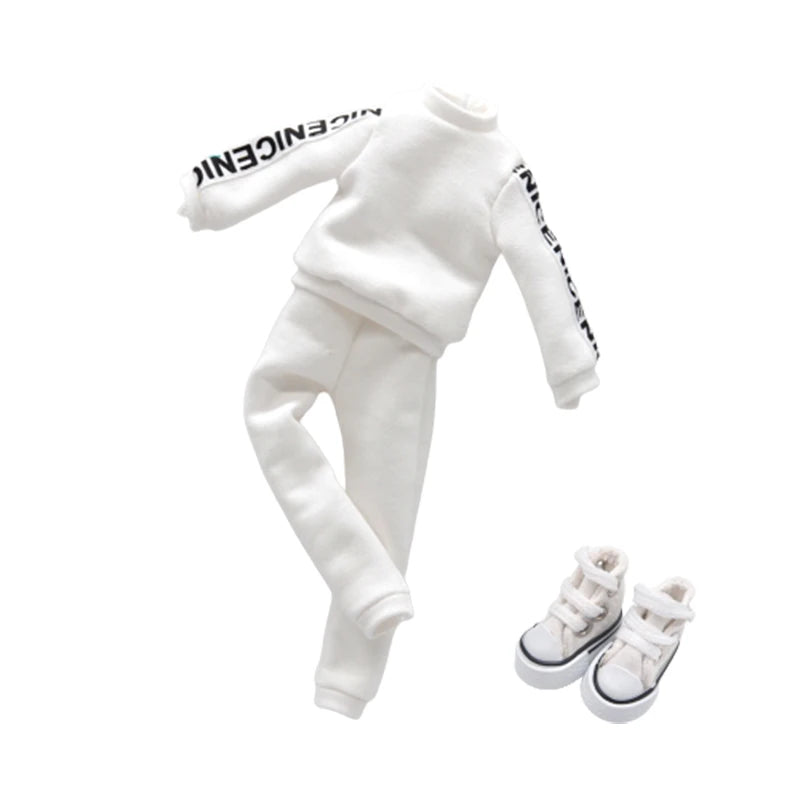 Blythe Doll Clothes – Fashion Tops, Black & White Shirts with Jeans & Plaid Pants for Azone OB22/OB24 Dolls