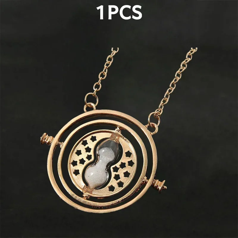 Harry Potter Time-Turner Hourglass Necklace - 360° Rotatable Cosplay Pendant and Unique Mother’s Day Gift