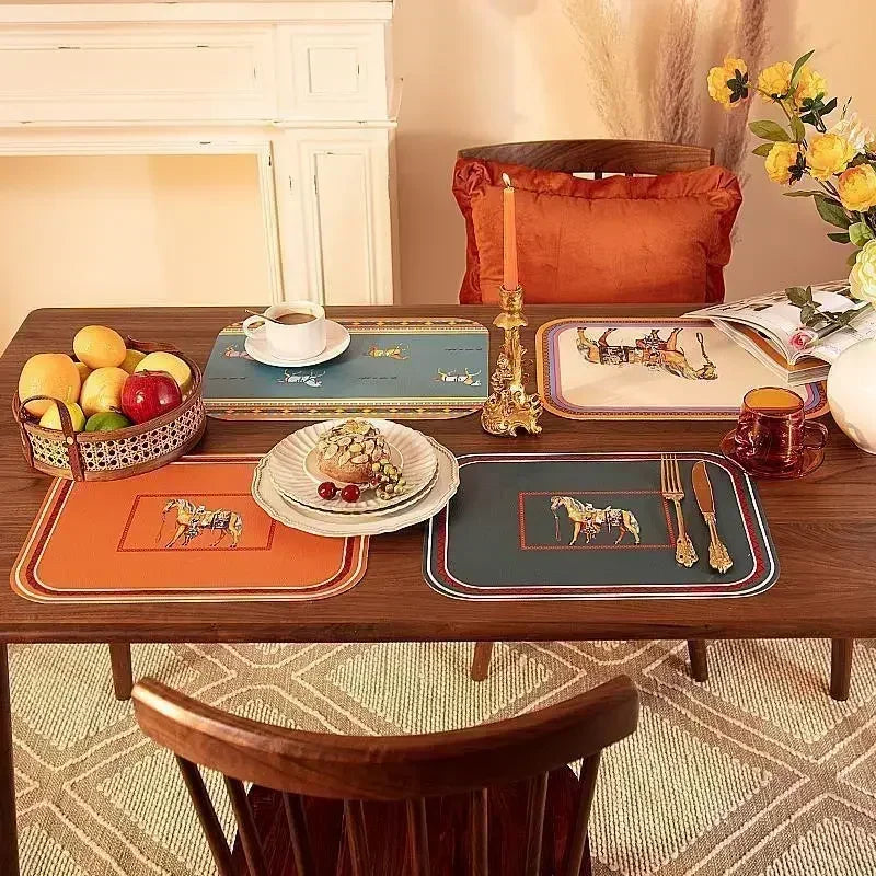 New Light Luxury Nordic Style Leather Placemat - PVC Waterproof & Oil-Proof Table Mat, Disposable Anti-Scald Western-Style Placemat