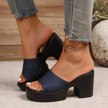 Summer Women’s Open-Toe Platform Sandals – Chunky Heel Flip Flops Outdoor Fashion Shoes