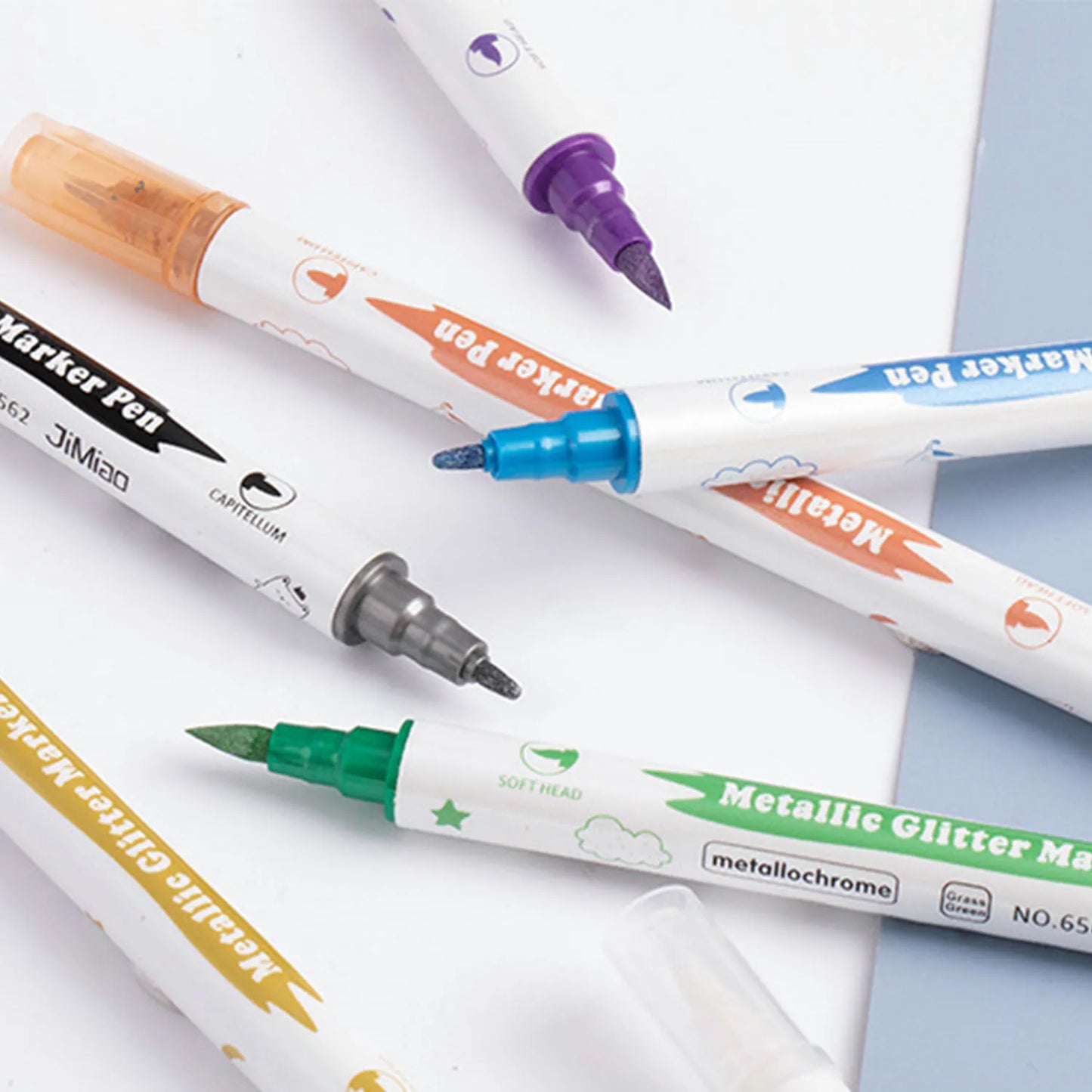 10PCS Dual Tip Metallic Marker Pens — Brush & Fine Nibs for DIY Cards, Scrapbooking, Art Supplies, Back-to-School