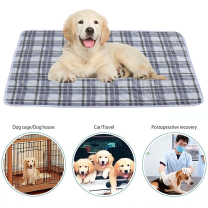 Washable Dog Pee Pad – Absorbent Reusable Plaid Pet Training Mat & Toilet Seat Cover (Home/Outdoor)