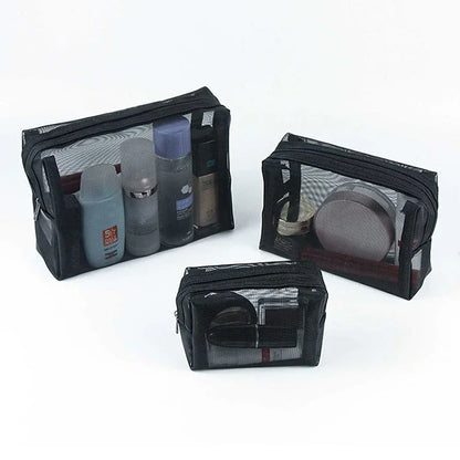 Female Makeup Pouch – Portable Small & Large Mesh Cosmetic Bag, Toiletry Beauty Case, Travel Makeup Organizer Storage Bag