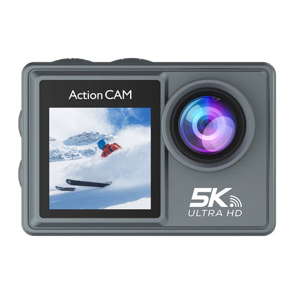 5K Action Camera – 4K 60FPS Dual IPS Touchscreen, WiFi, 170° Wide-Angle, 30M Waterproof, 5X Zoom, Anti-Shake, Remote Control