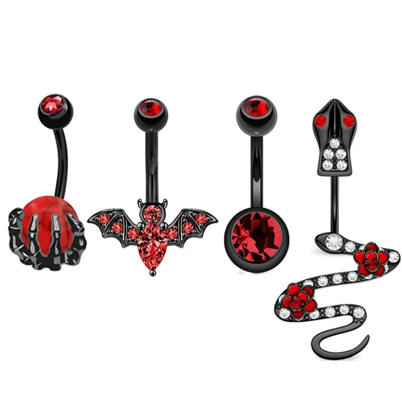 4PC Claw Belly Button Piercing Set – Surgical Steel Crystal Bee Navel Rings, Bulk CZ Belly Ring Pack for Women