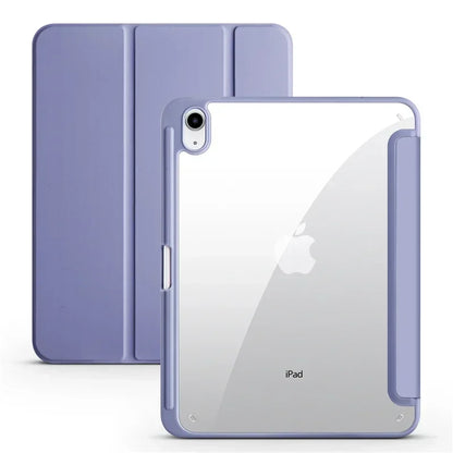 Clear Acrylic iPad Case with Pen Holder - Trifold Hard Back Cover for iPad 10th Gen, Air 11 & Compatible Models