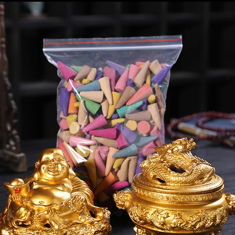60PCS Mixed Incense Cones – Aromatherapy Backflow Sandalwood Scents for Yoga, Anxiety Relief & Relaxation