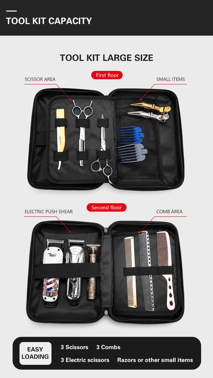 BARBERTOP Waterproof Tools Storage Bag – Hair Clipper, Scissors, Shaving Kits & Haircut Accessories Organizer Box