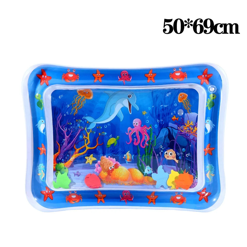 Pet Water Sensory Play Mat - Thick Inflatable Ocean Fish Theme Toy for Cats & Dogs