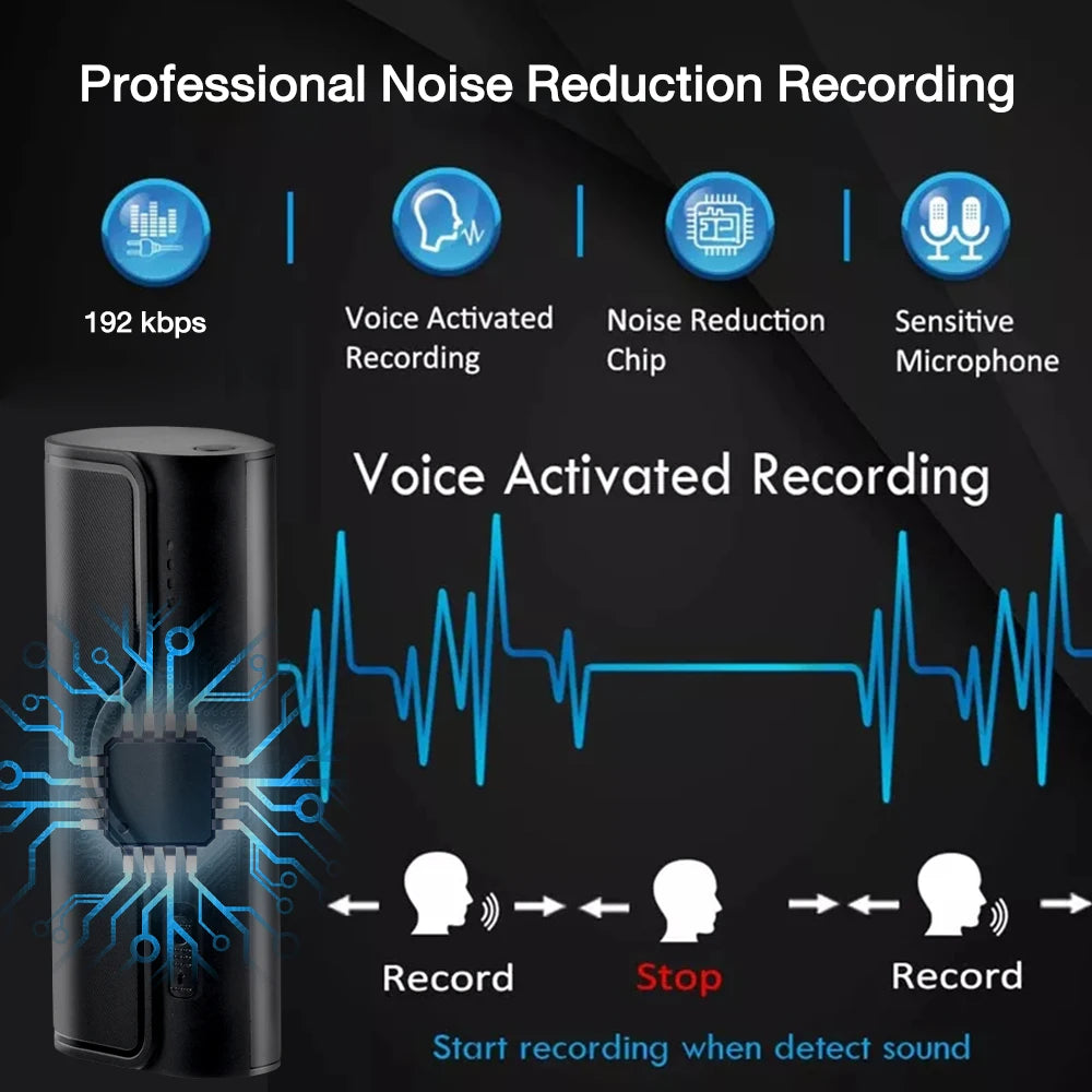 500-Hour Digital Audio Recorder – Professional 32GB/64GB Flash Drive MP3 Player for Lectures & Recording
