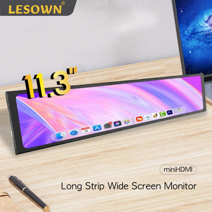 LESOWN Stretched Bar LCD Monitor - 11.3/8.8/7.9 Inch Secondary Display for PC Case, CPU, GPU & AIDA64 DIY Monitoring