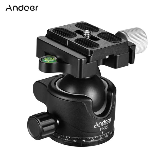 Andoer H-35 Tripod Ball Head - Panorama Ballhead Mount Adapter, U-Groove Low Gravity Design, 15kg/33lbs Load Capacity